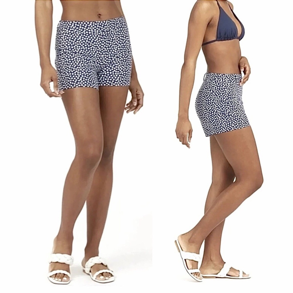 New Spanx Pull On Navy Blue Sunshine Painted Dot 6 Inch Shorts Size XL